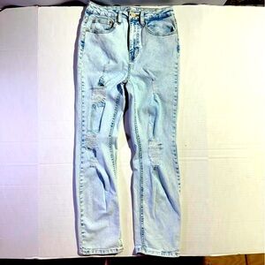 Indigo Rein Light Wash Straight Leg Distressed Jeans Size 5